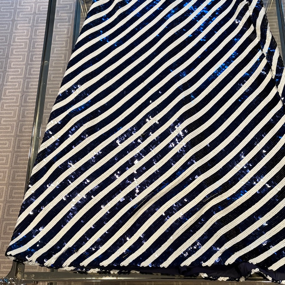 Navy and white Striped Sequin Dress - Picture 6 of 9
